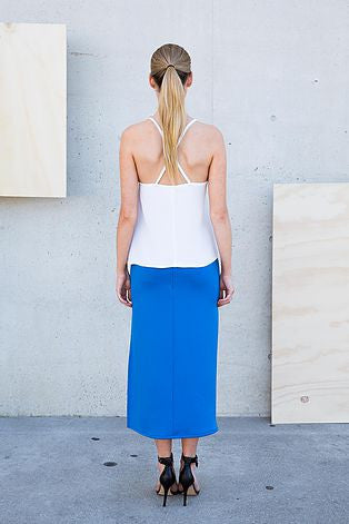 Cobalt Angle Midi Skirt