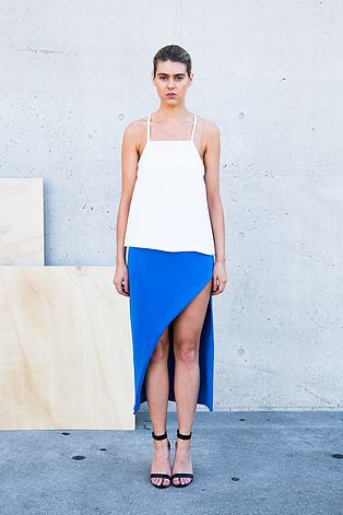 Cobalt Angle Midi Skirt